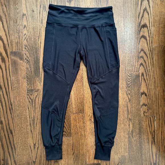 RBX‎ Life Active Women's Black Ribbed Trim Jogger Leggings with Pockets - Medium - Picture 1 of 6